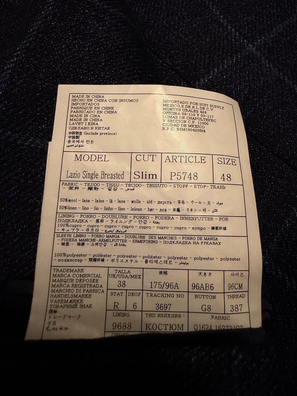 Suitsupply Navy Windowpane wool linen like new suit 38R - Picture 5 of 5